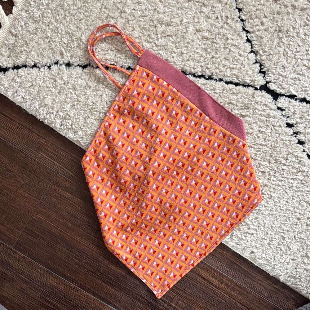 Zara Orange Pink Geometric Halter Tank Top